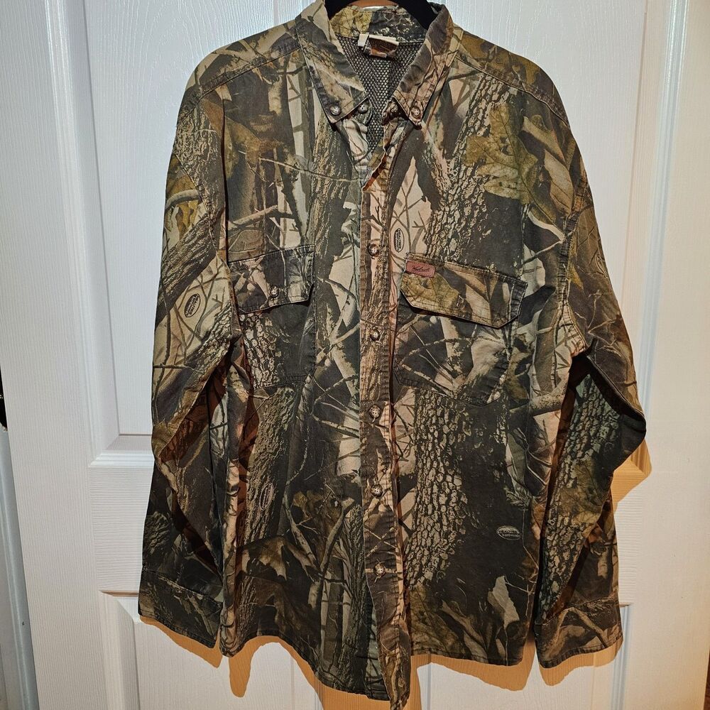 Woolrich RealTree Hardwoods Men's Size XXL Camo Vented Long Sleeve Button Up